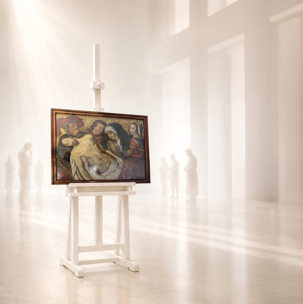The painting on an auction easel
